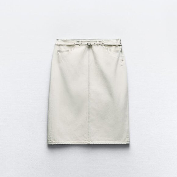 Zara Belted TRF Denim Skirt - NWT - USA MEDIUM - Picture 1 of 4